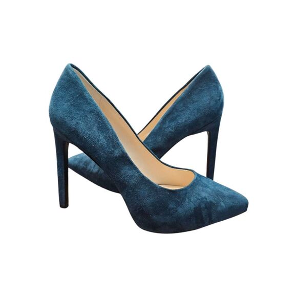 Nine West Shoes - Nine West Teal Blue Suede Leather Heels Womens size 10.5